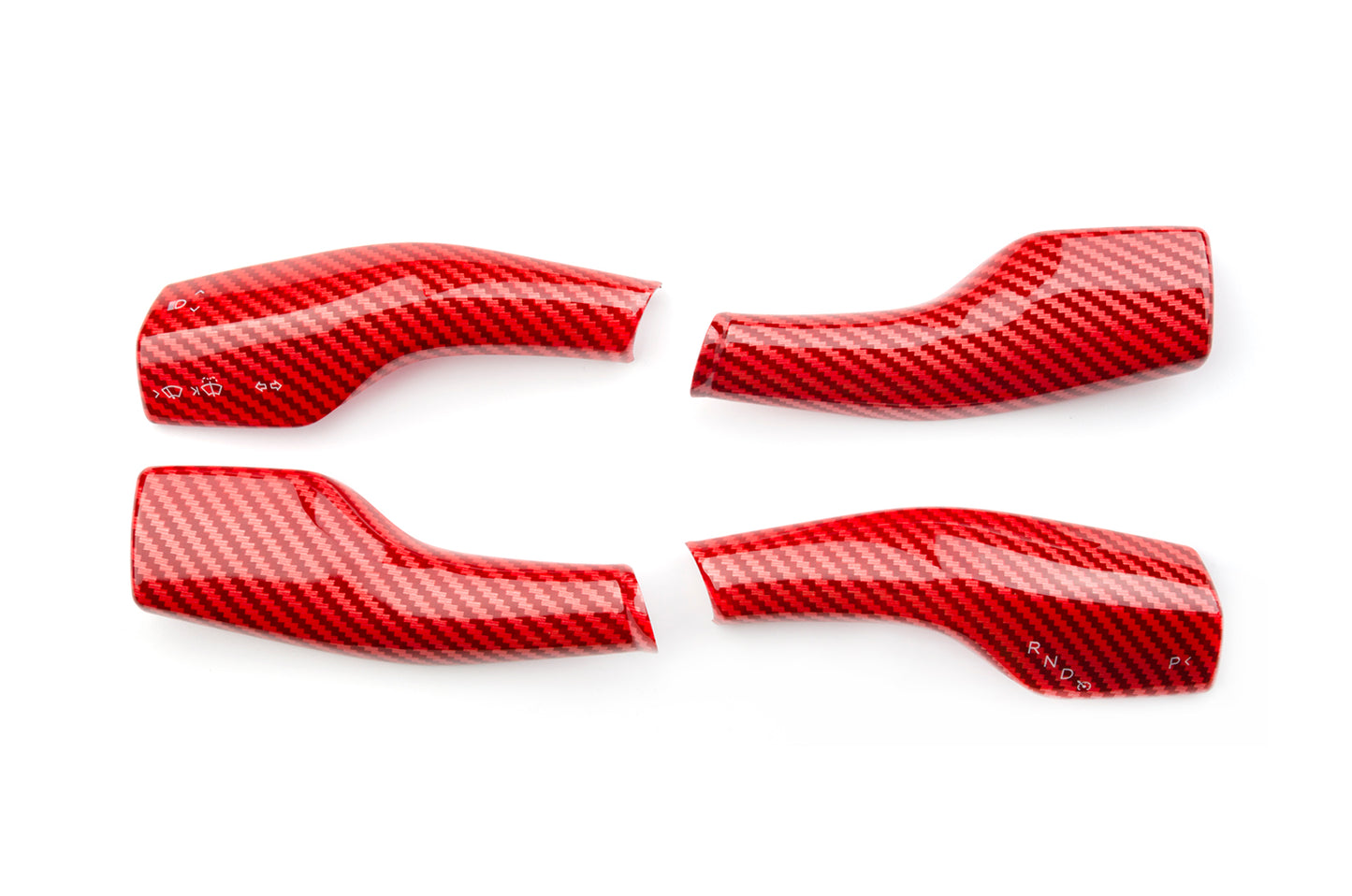 Decoration Set Elvix for Model Y/3 carbon fiber patterned gear lever (2 Pcs, Red)