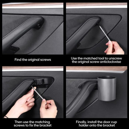 Cup Holder Set Elvix for Tesla Model 3/Y door (4 pcs)