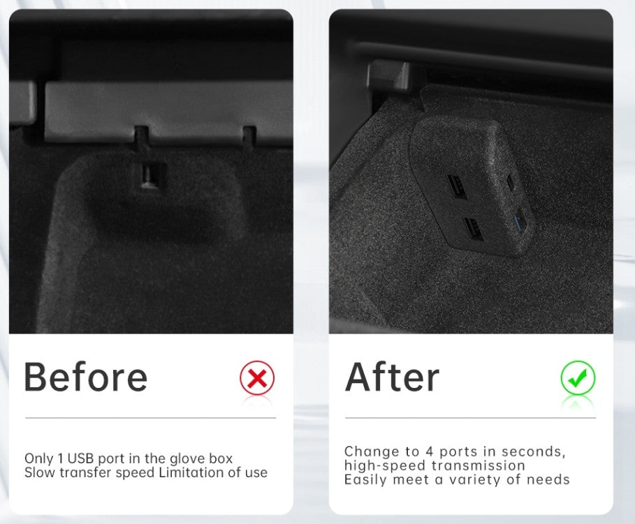 Expansion Dock Elvix for Tesla Model Y Glove Box Flocking