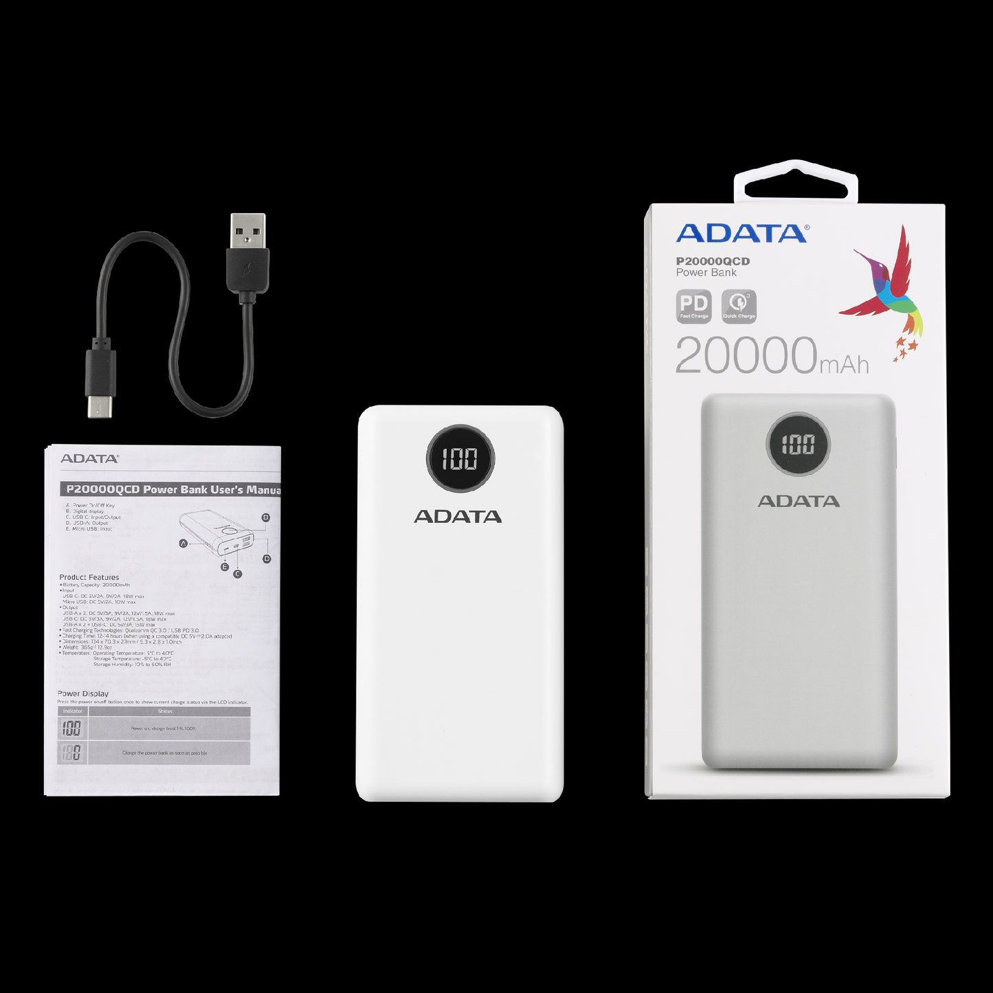 4811 1 adata p20000qcd power bank 20000mah bila